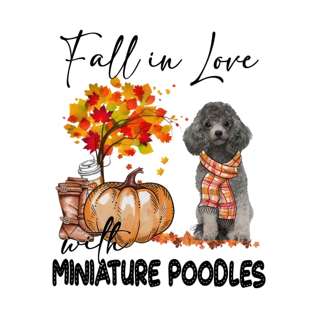 Miniature Poodle Fall In Love Scarf Silver Funny Miniature Poodles by Los Draws