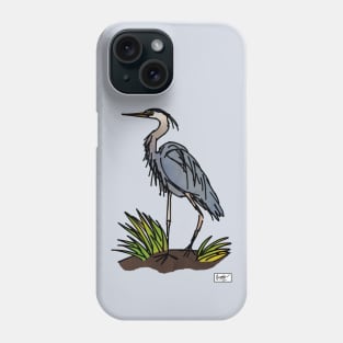 Blue Heron Doodle Phone Case