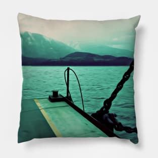 Mountain Lake Ferry Crossing Pillow