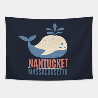 Nantucket Massachusetts Retro Whale Tapestry