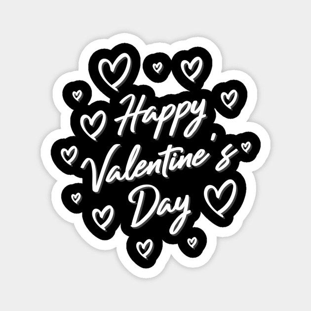 Happy Valentines Day Cute Scripted Girlfriend Gift & Hearts Magnet by Kimmicsts