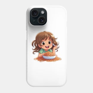 Cute Girl Eating Spaghetti Phone Case