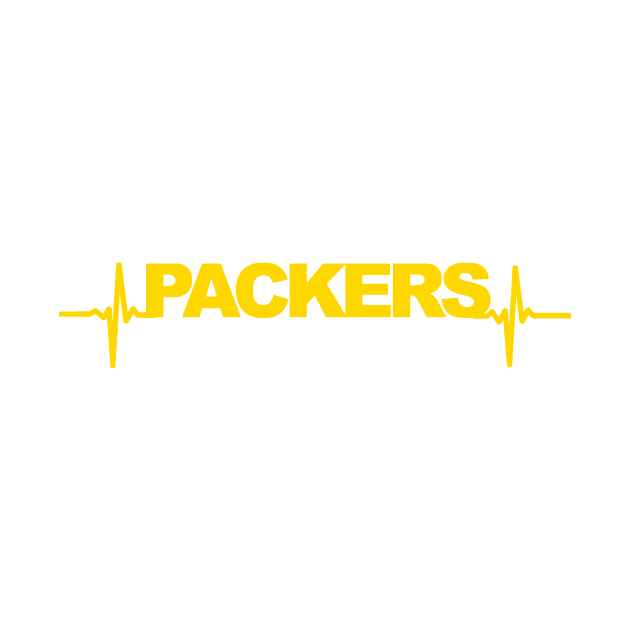 packers heartbeat yellow T-shirt by Flyingpanda