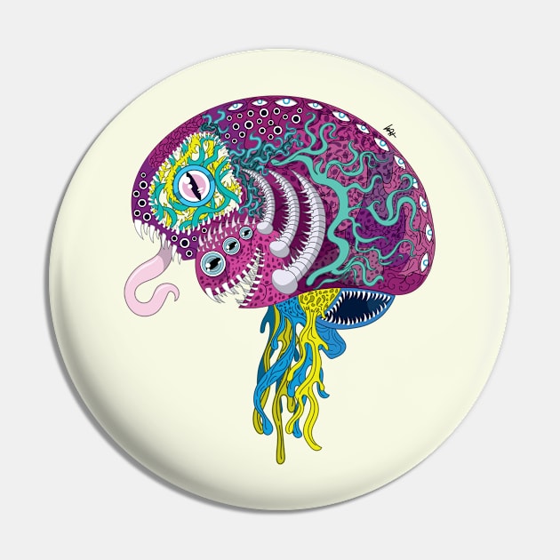 Eldritch Brain Pin by Munchbud Ink