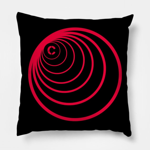 Red Circles geometric Pillow by Circles-T