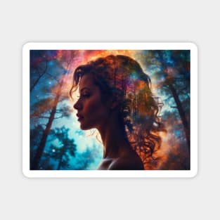 Double exposure portrait of a woman Magnet