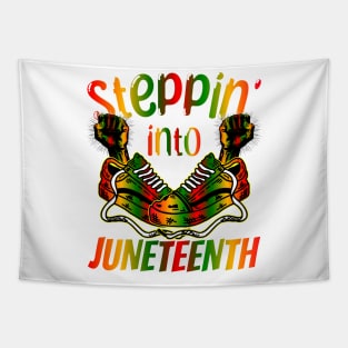 Stepping Into Juneteenth Afro Woman Black Girls Sneakers Men Tapestry