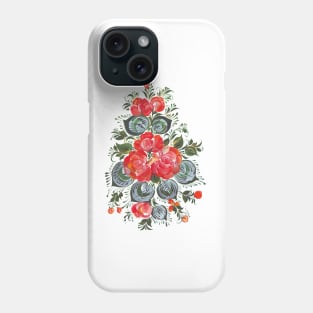 Flowers colorful in Russian folk art style Phone Case