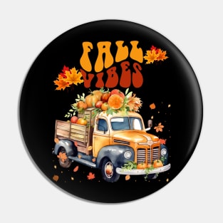 Fall Vibes Pumpkin Vintage Truck Pin