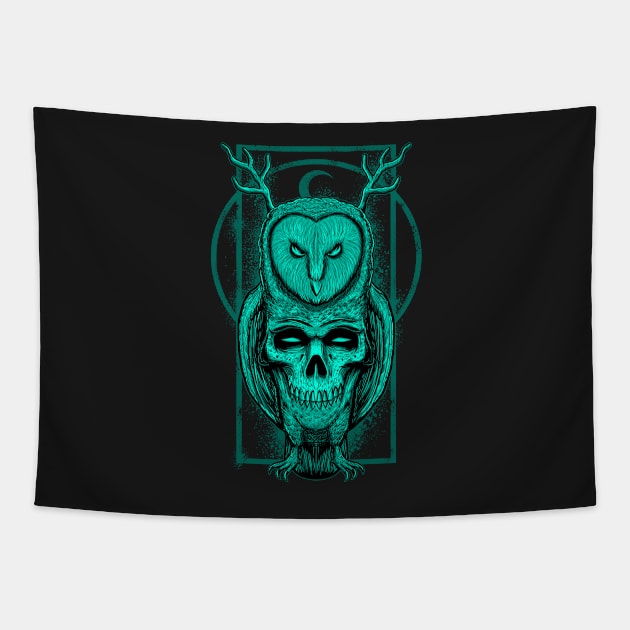 Skull owl Tapestry by Luckyart11