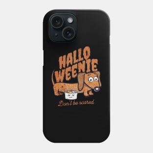 Funny Doxie Dog trick or treating on a scary night on Hallo Weenie Halloween Dachshund Phone Case