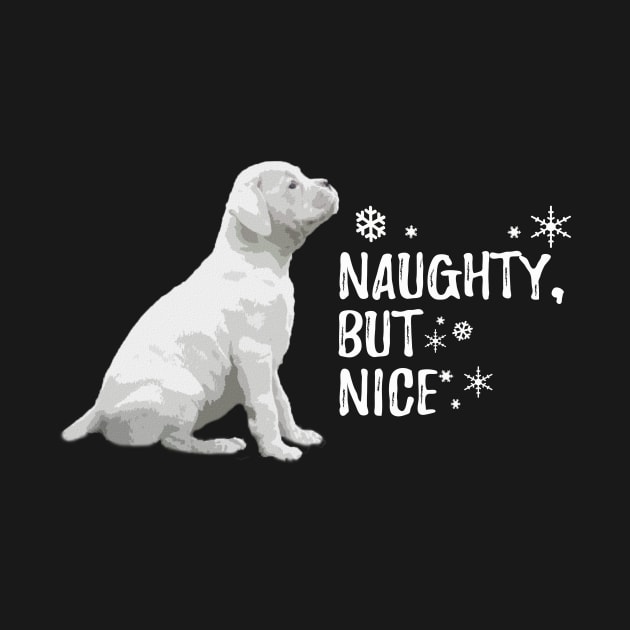 Naughty but Nice Christmas, White Boxer Dog by 3QuartersToday