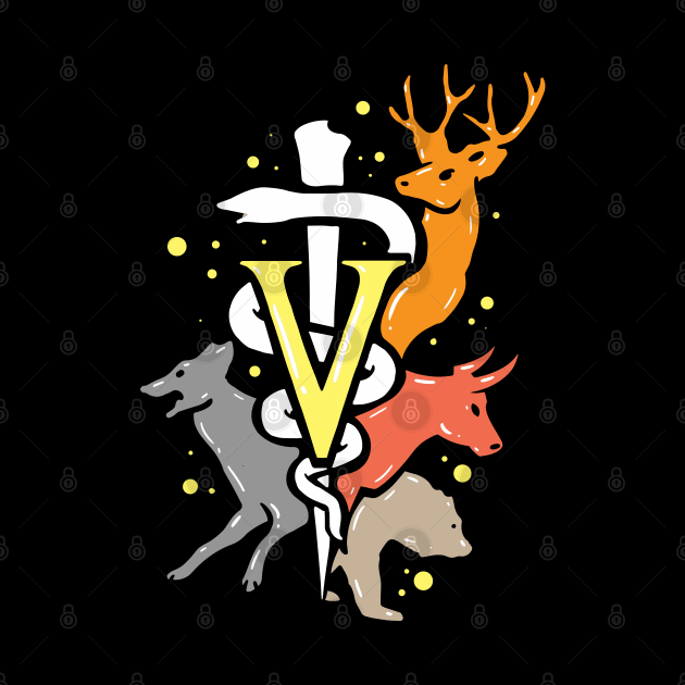 Vet Tech Symbol with Animals by maxdax