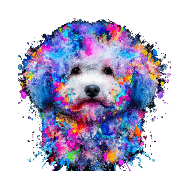 Fluffy Bichon Frisé Dog Colorful Artwork by Furrban