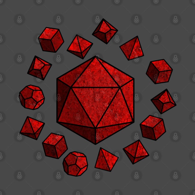 Red Polyhedral Dice Set by Vivid Chaos