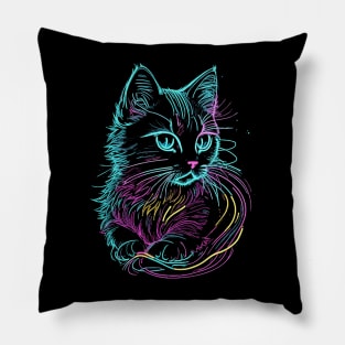 Neon Cat Pillow