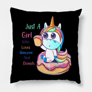 Just A Girl Who Loves Unicorn And Donuts Pillow