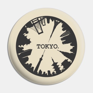 Tokyo Japan Landmarks - Circular Skyline Design Pin