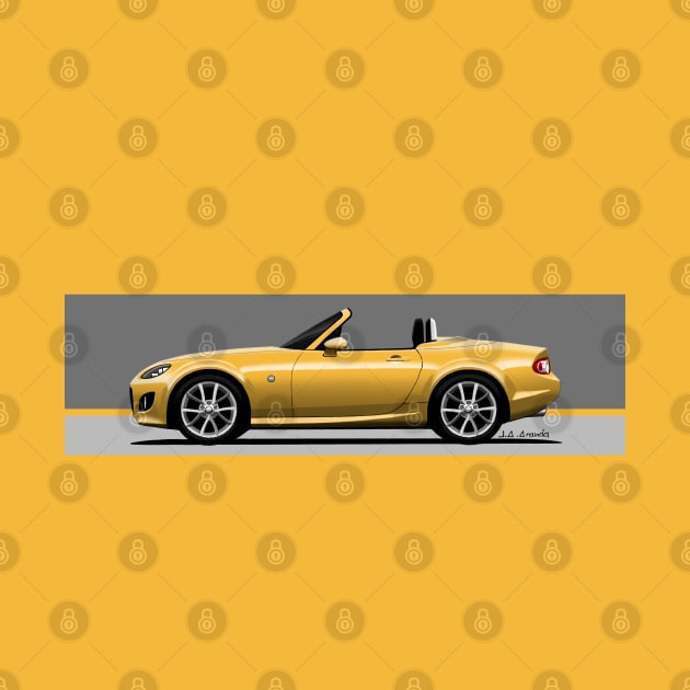 My drawing of the NC2 Competition Yellow roadster convertible classic sports car by jaagdesign