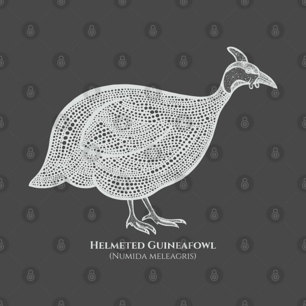 Helmeted Guineafowl with Common and Scientific Names - pretty bird design by Green Paladin