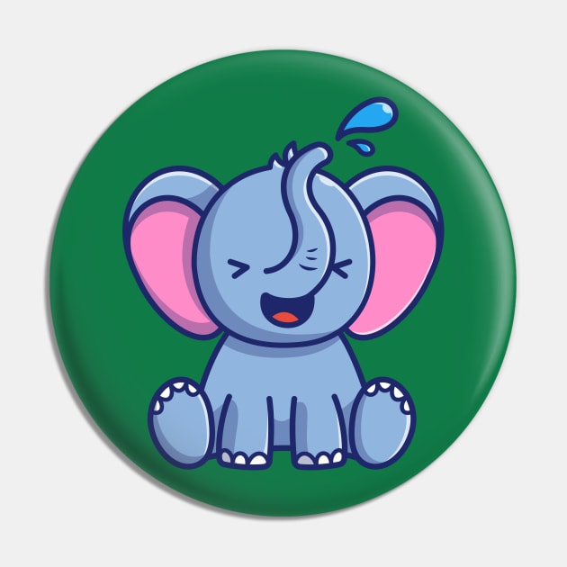 Cute Elephant Play Water Cartoon Pin by Catalyst Labs