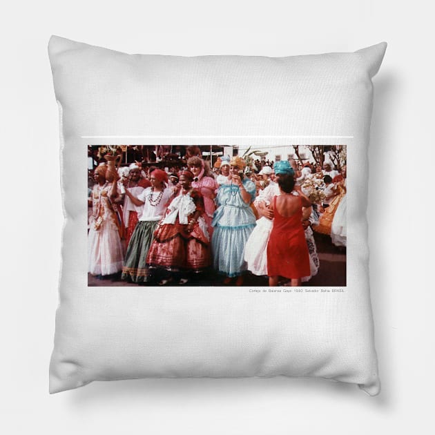 Carnival Procession of Baianas Gay in Praça Castro Alves years 70/80 Pillow by Marccelus