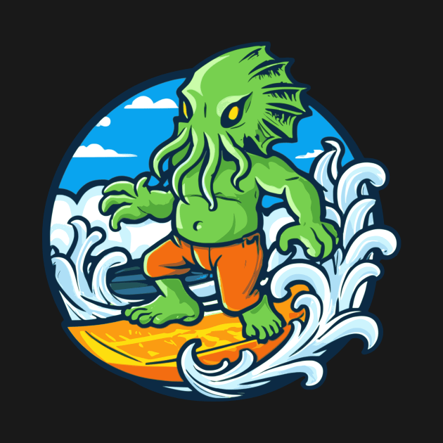 Surfing Cthulhu, perfect gift for fans of horror and surfing! by InfinityTone