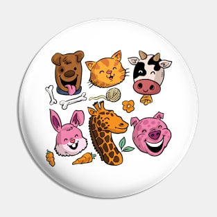 Funny Hand Drawn Animals Pin