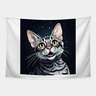 Happy Smiling Egyptian Mau Cat Portrait Tapestry