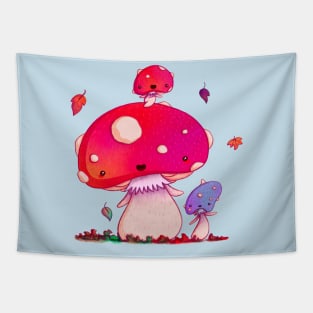 Woodland Mushroom Family Tapestry