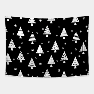 Holiday Christmas Tree Pattern (white/black) Tapestry