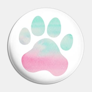 Pink and Teal Paw Print Pin