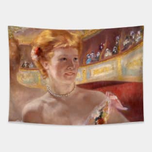 Woman with a Pearl Necklace in a Loge by Mary Cassatt Tapestry