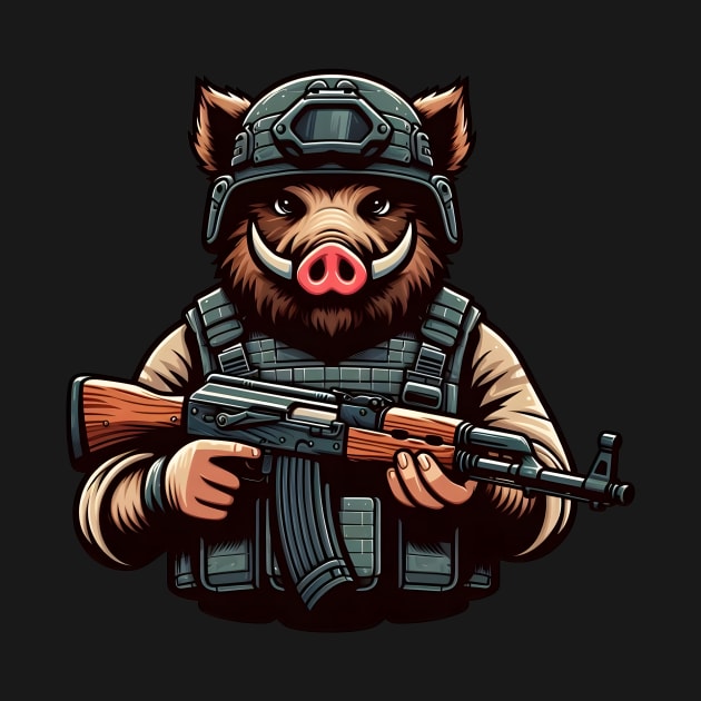 Tactical Wild Boar Adventure Tee: Unleash the Beast Within by Rawlifegraphic