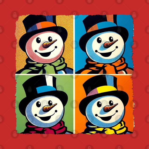 Frosty Fusion: Pop Art's Coolest Creation - Pop Snowman by PawPopArt