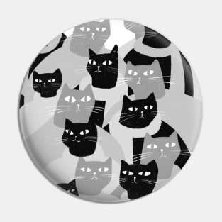 Cats with a mission grayscale Pin