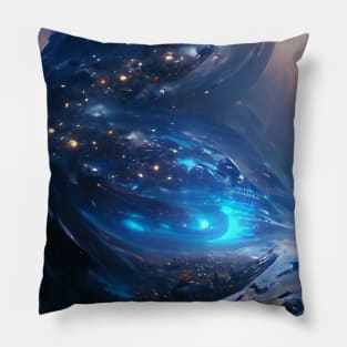 Blue Galaxy Fantasy Art Style Pillow