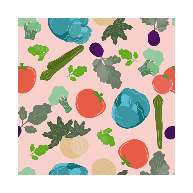 Cute Hand Draw Of Vegetables And Salads Background Pattern Seamless by MichelMM