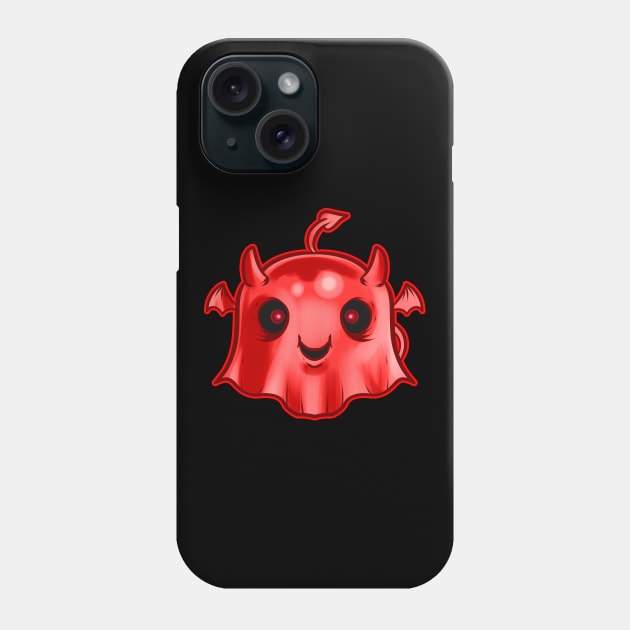 Cute Kawaii Chibi Red Ghost With Horns Tiny Wings Halloween Phone Case by SinBle