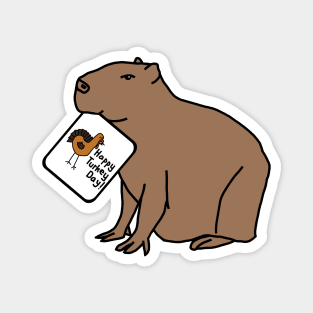 Capybara with Thanksgiving Turkey Greetings Magnet