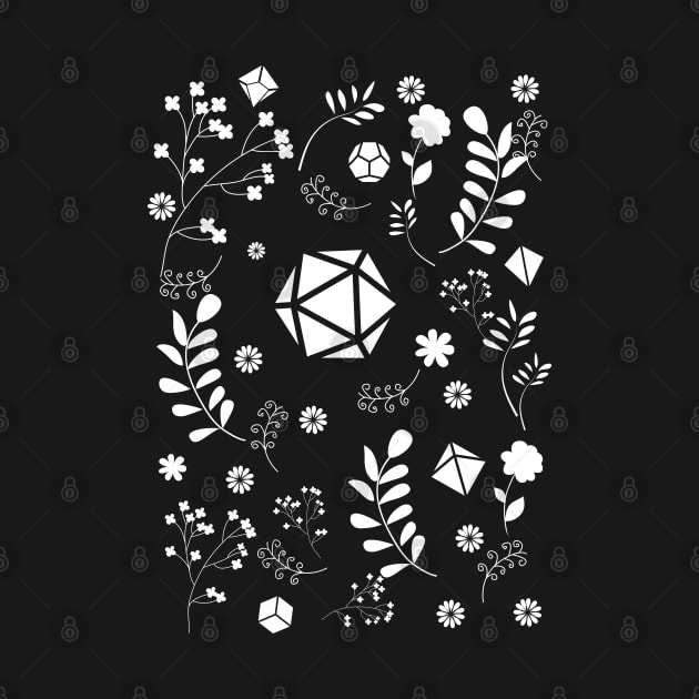 White Polyhedral Dice Set with Plants and Flowers of the Druid by pixeptional