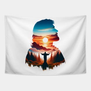 Christian Tshirt Design Siluet Jesus Christ Tapestry