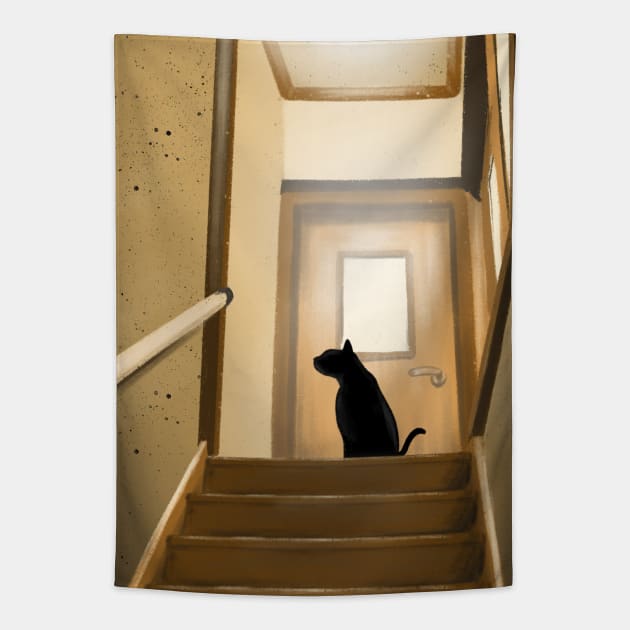 On the stairs Tapestry by BATKEI