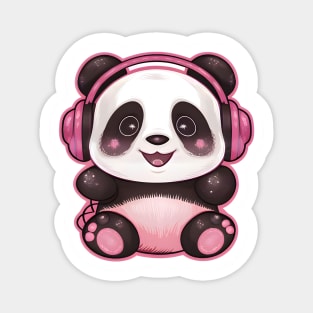 A Panda Sticker listening to Music. Sticker Magnet