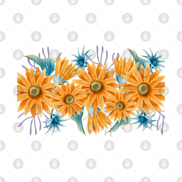 Watercolor Sunflower Paint by Mako Design 