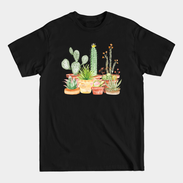 Discover Classic Watercolor Cactus Family - Watercolor Cactus - T-Shirt
