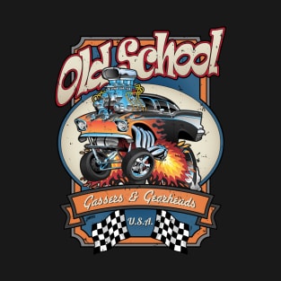 Vintage Old School Gassers and Gearheads Car Cartoon Illustration T-Shirt