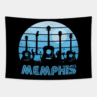 Retro Sunset Memphis Guitars Tapestry