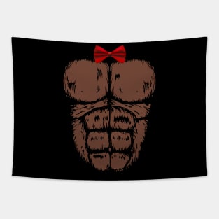 Gorilla Chest with Red Bow tie Funny Halloween  monkey Tapestry