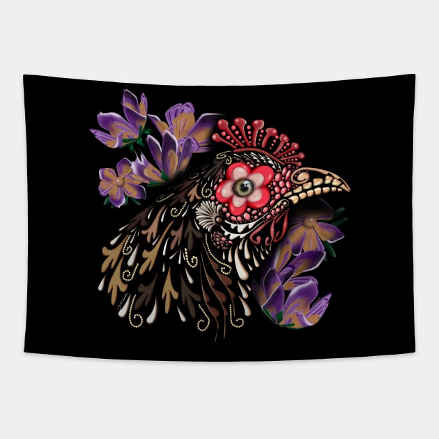 Sugar skull chicken Tapestry by Artbymparrish